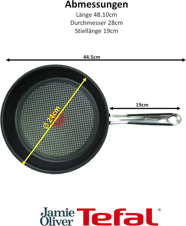 Tefal E85710 Jamie Oliver Pfannenset 2-tlg, Bratpfanne 24 und 28 cm, Induktion Pfannen mit Antihaftb