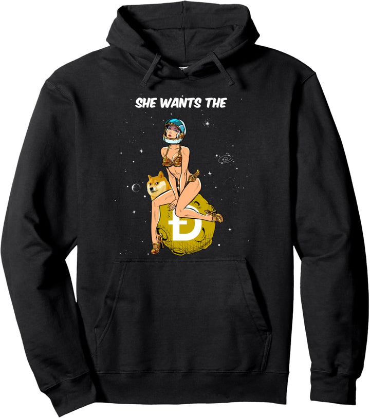 Cryptocurrency She Wants The Dogecoin Doge Crypto Moon Pullover Hoodie