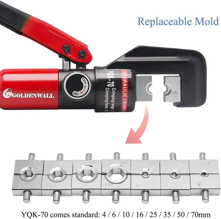 CGOLDENWALL Hydraulische Crimpzange für 10T 4-70m㎡-Rohre mit Isoliertem GriffKabelschuhe Zange 2 Paa