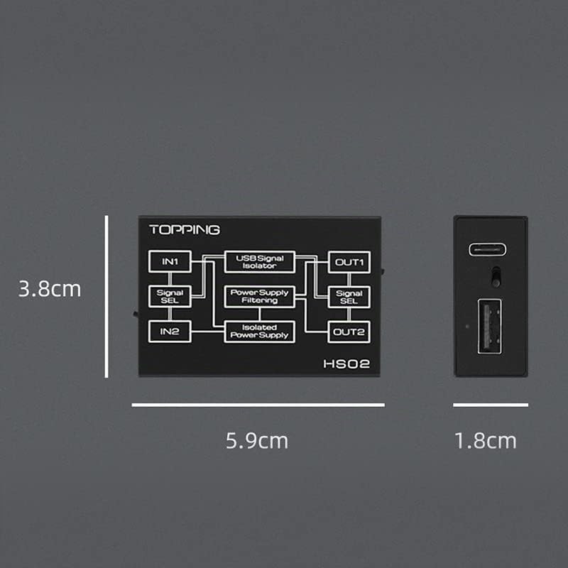 Topping HS02 USB 2.0 Hochleistungs-Audio-Isolator mit USB-B und Typ-C-Eingang, kompatibel mit PCM32b
