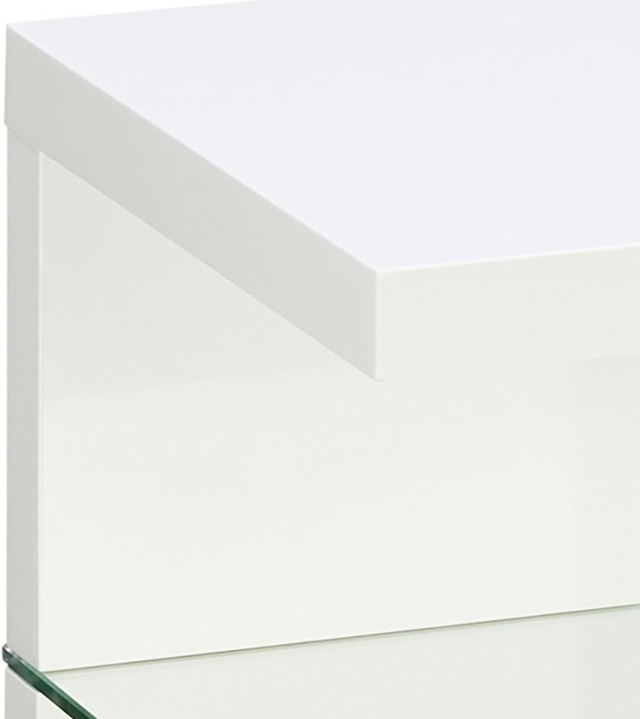 M2 Kollektion 516250 Beistelltisch / Nachttisch Domingo, Weiss Hochglanz, 40x40cm, Höhe 60cm, Weiss