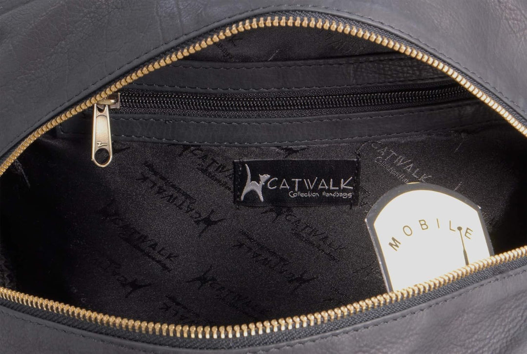 Catwalk Collection Handbags - Leder - Umhängetasche/Shopper/Tote - CAZ Schwarz, Schwarz