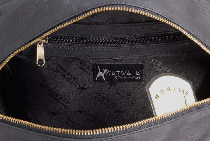 Catwalk Collection Handbags - Leder - Umhängetasche/Shopper/Tote - CAZ Schwarz, Schwarz