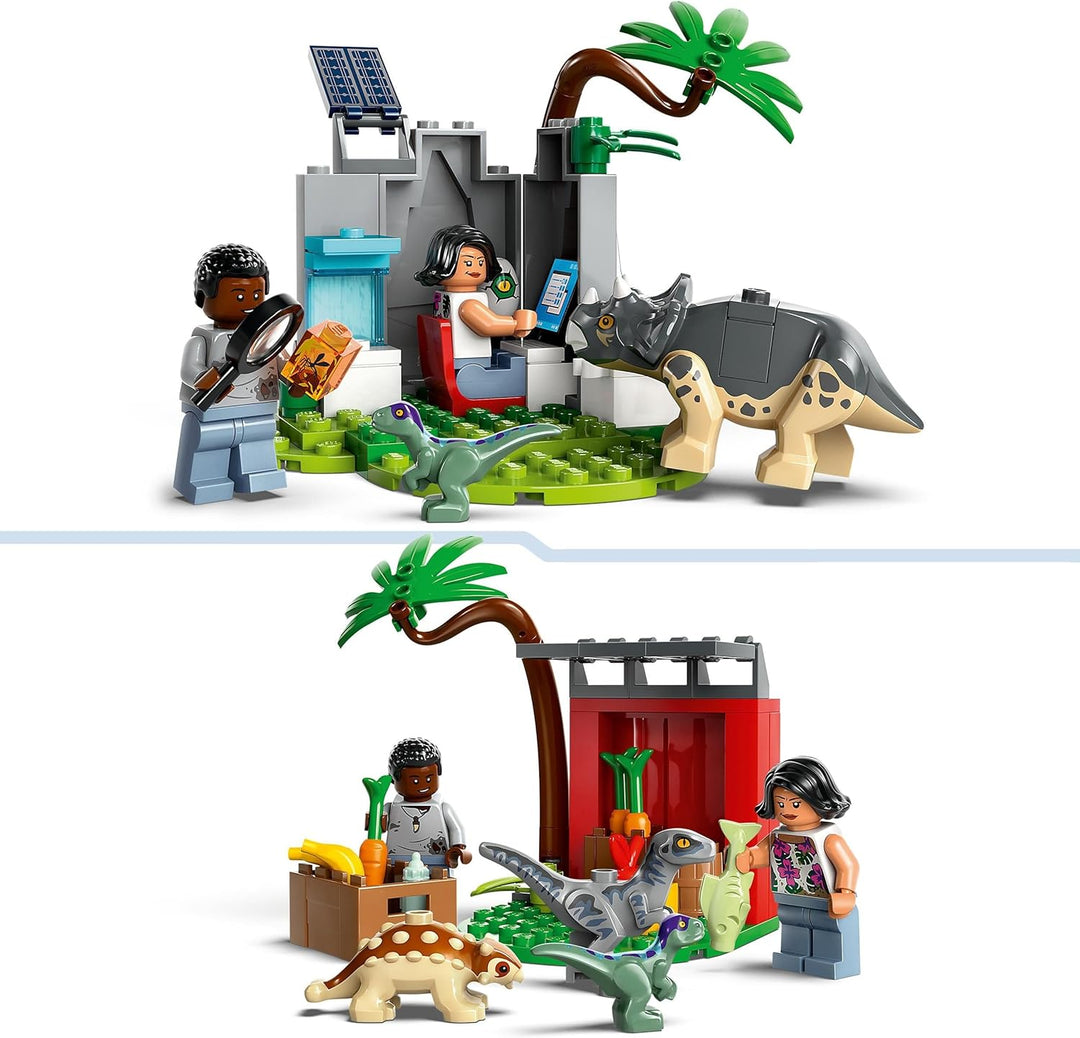 LEGO Jurassic World Rettungszentrum für Baby-Dinos, Set mit kleinen Dinosaurier-Figuren, darunter Tr