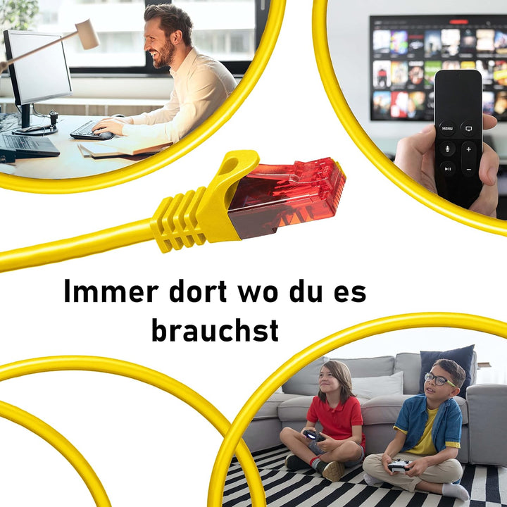 BIGtec - 10 Stück - 10m Gigabit Netzwerkkabel Patchkabel Ethernet LAN DSL Patch Kabel gelb (2x RJ-45