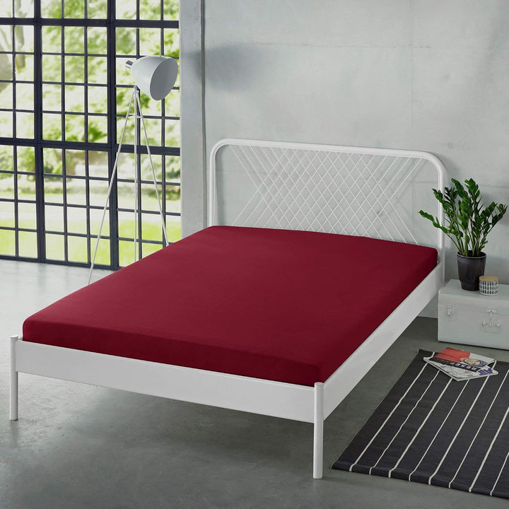 Erwin Müller Spannbettlaken Freising Elasthan-Jersey-Stretch weinrot Grösse 140x200-160x220 cm- dehn
