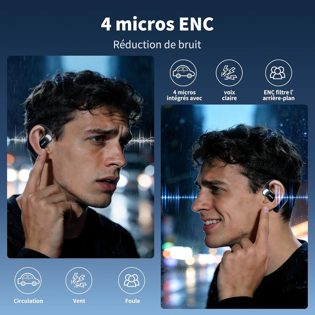 OHAYO Open Ear Kopfhörer Komfortabel, Bluetooth Kopfhörer Sport, 40h Wiedergabe, Fester Halt, Starke