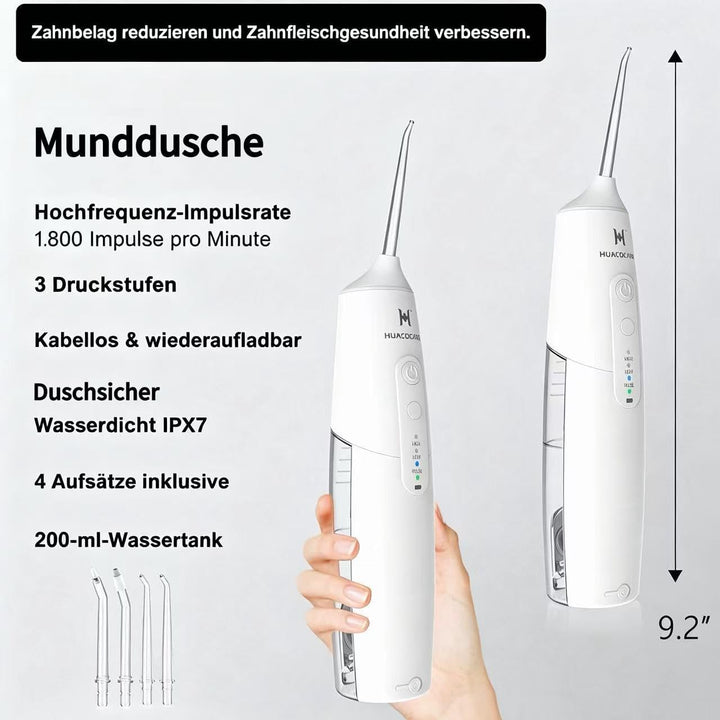 2-1 Mundreinigungsset, Wasser-Zahnseide und elektrische Zahnbürste (Weiss), Weiß
