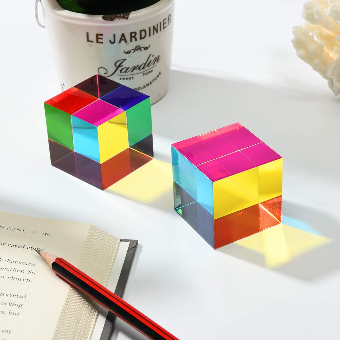 ZhuoChiMall CMY Mixing Color Cube, 40 mm (1,57 Zoll) Acrylwürfelprisma, CMYcube für Heim- oder Bürod
