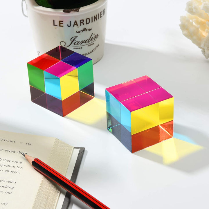 ZhuoChiMall CMY Mixing Color Cube, 40 mm (1,57 Zoll) Acrylwürfelprisma, CMYcube für Heim- oder Bürod