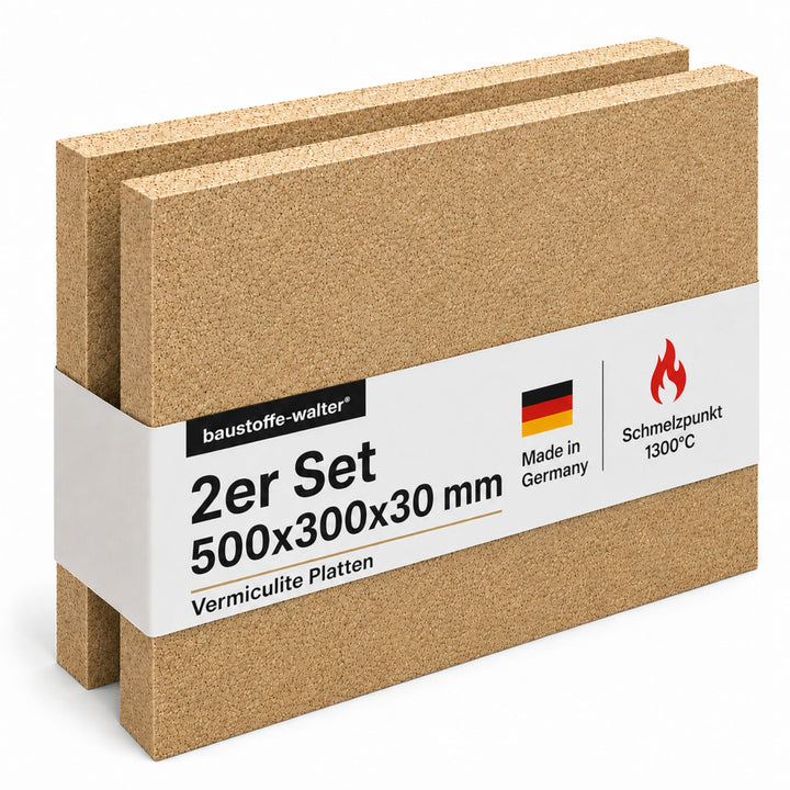 Vermiculite Schamotte Ersatz, 3 Platten 500 x 300 x 30 mm, Feuerraum