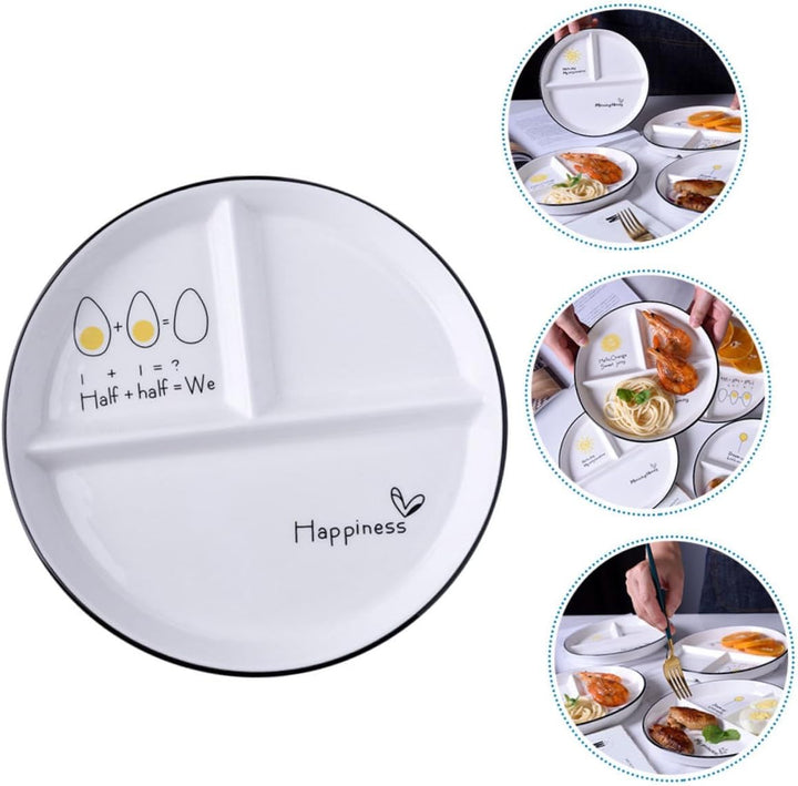 Cabilock 1stk Servierplatte Mit DREI Fächern Geteilte Speiseteller Porzellan Geschirr Set Sandwichbe