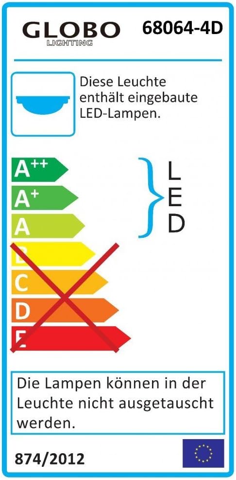 Design 22,4W LED Decken Wand Leuchte Lampe Wohnzimmer Globo TSCHURADPRA 68064-4D