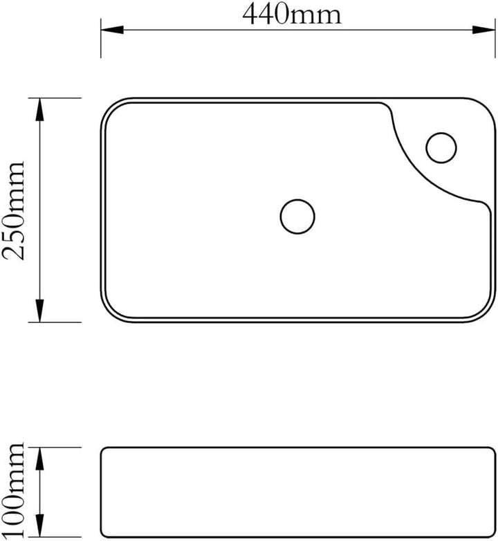 Festnight Keramik Waschbecken Handwaschbecken Waschschale mit Hahnloch 440 x 250 x 100 mm Schwarz