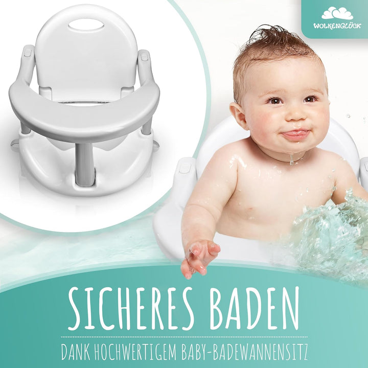 Badewannensitz Baby ab 6 Monate - ergonomischer Anti-Rutsch-Badesitz mit starken Saugnäpfen für Dusc