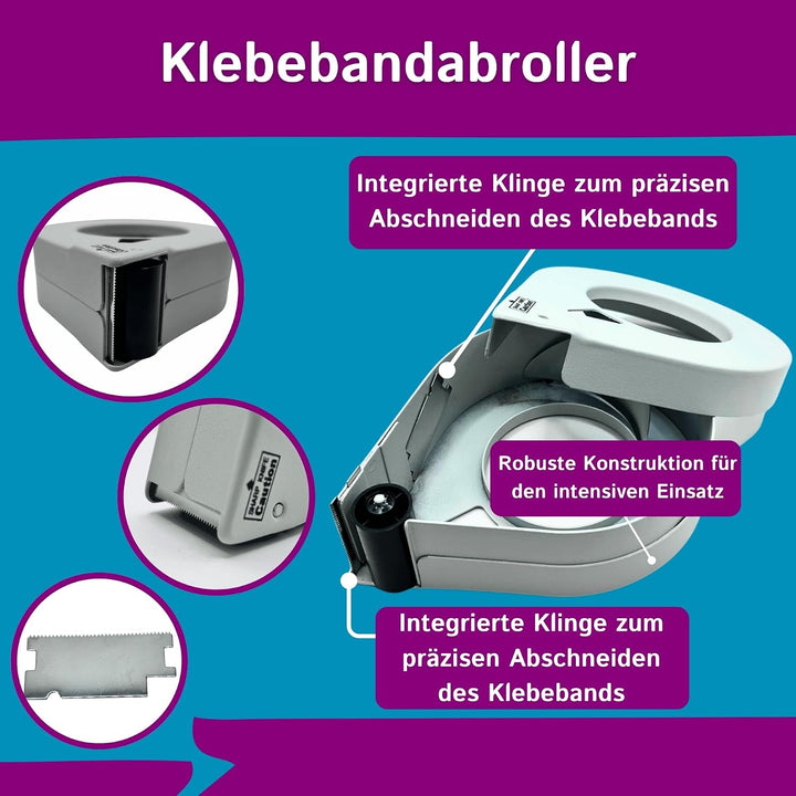 elastica Masking Tape Abroller - Abroller für Malerkrepp 50mm - Paketbandabroller für Malerarbeiten