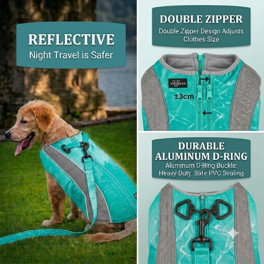 2 in 1 Winterhundemantel und Hundekühlmantel, Sommer-Kühlweste für Welpen Sonnenschutz, reflektieren