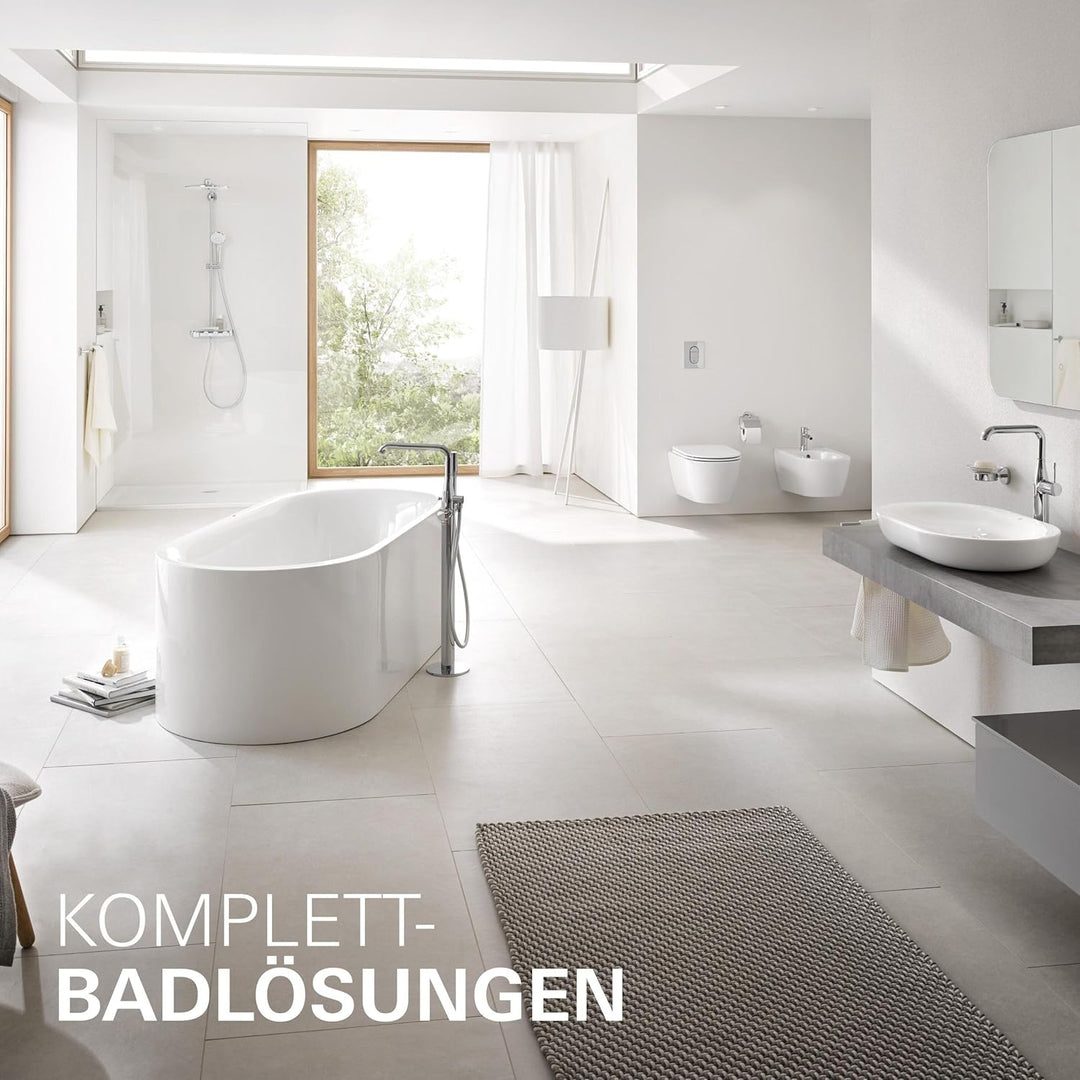 GROHE Essence New - 2-Loch-Waschtischarmatur (Mousseur 5,7l/min, Wandmontage, Bedienungshebel aus Me
