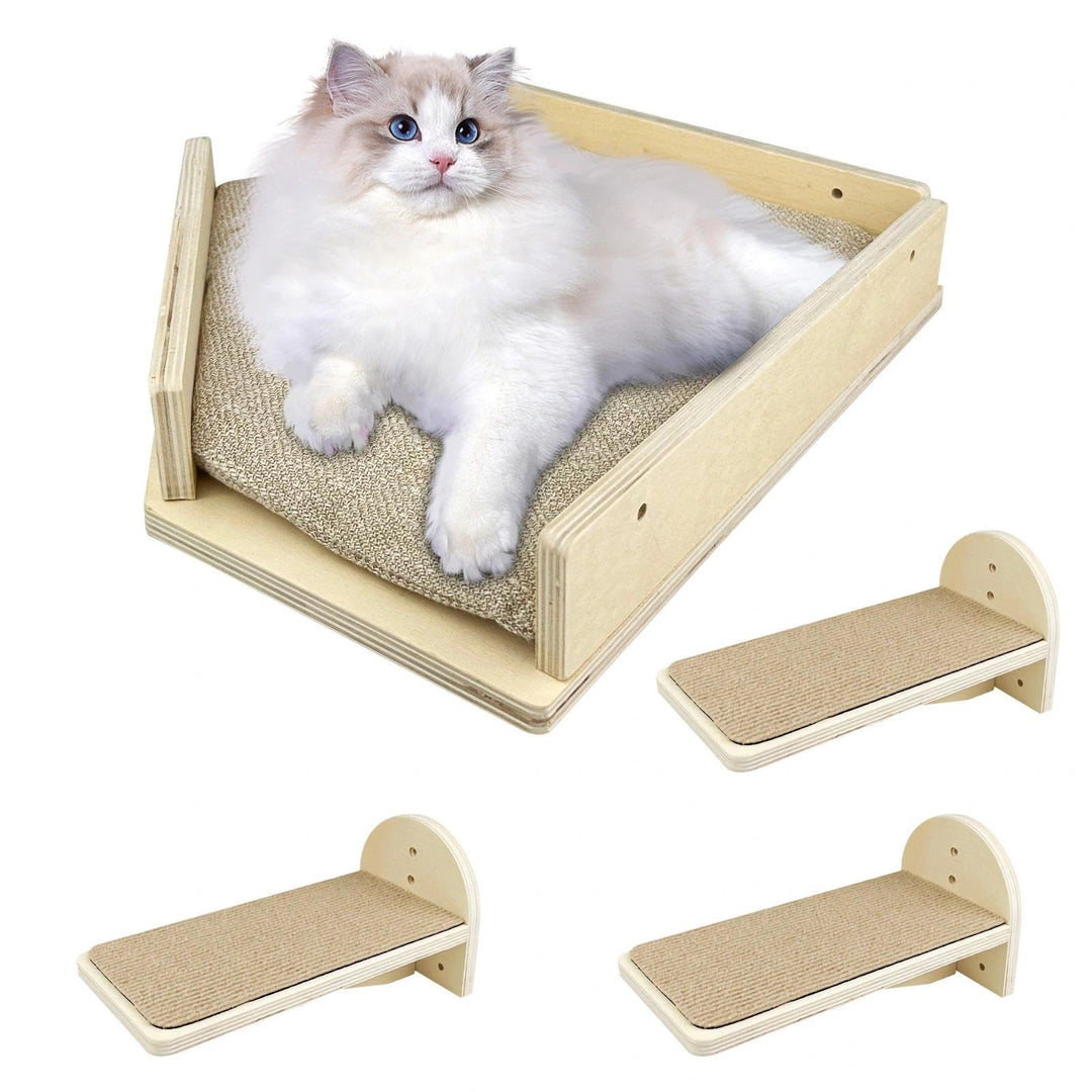 4er Set Kletterwand Katzen, Katzen Wandelemente, Katzentreppe Wand, Katzenbretter für Die Wand, Katz