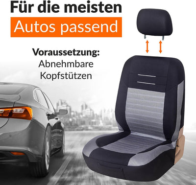 Upgrade4cars Auto-Sitzbezüge Vordersitze Grau Schwarz | Auto-Sitzbezug Set Universal | Auto-Schonbez