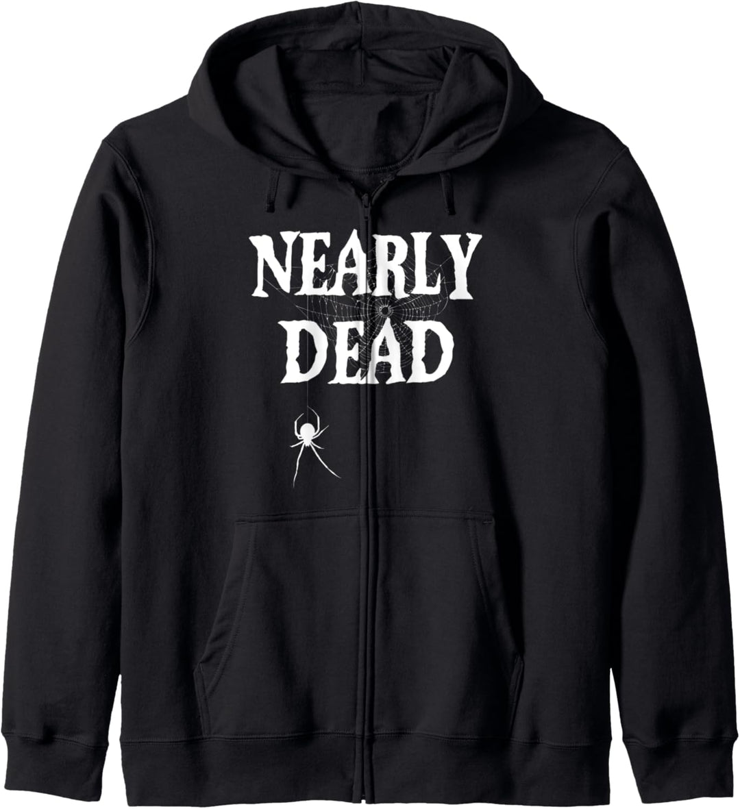 Nearly Dead with Web Spun by Spider Dark Death Humor Kapuzenjacke