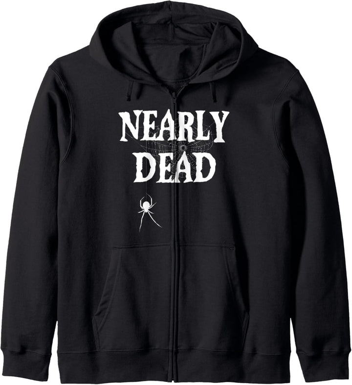 Nearly Dead with Web Spun by Spider Dark Death Humor Kapuzenjacke