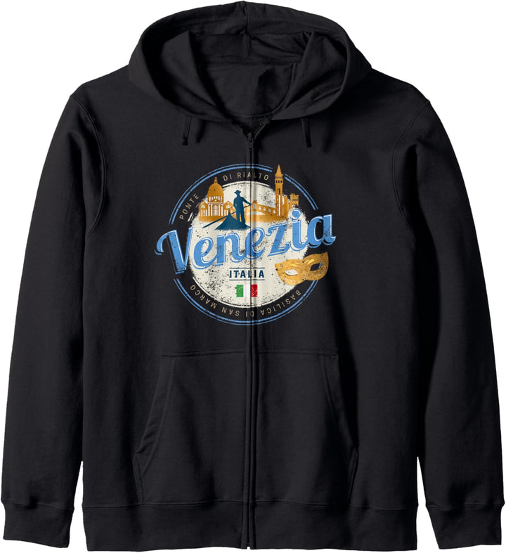 Venedig mit Gondoliere Italien Karneval Vintage Souvenir Kapuzenjacke