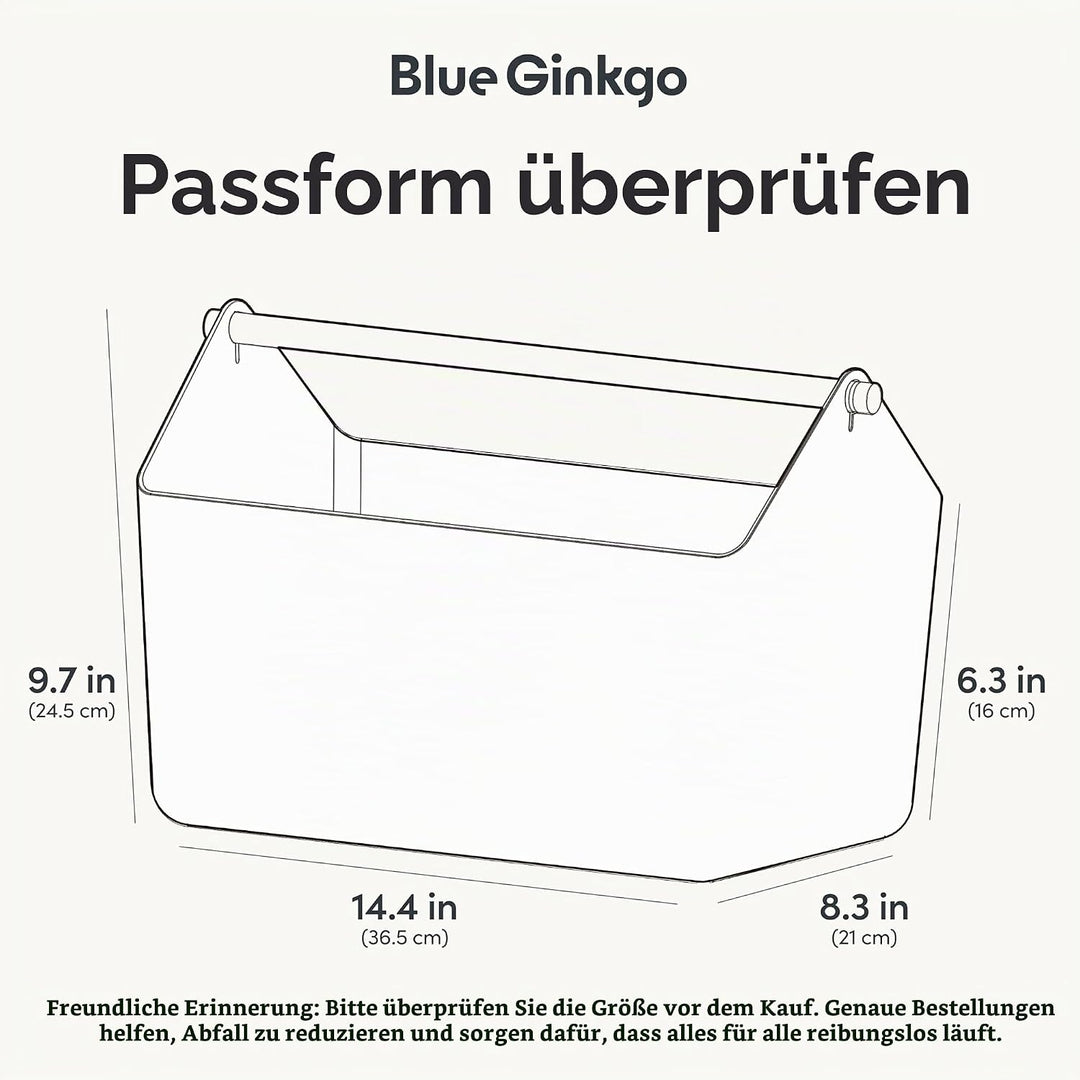 BLUE GINKGO Grosse Aufbewahrungskiste – Kunststoff-Caddy mit Holzgriff für Bad, Vorratsraum oder Rei