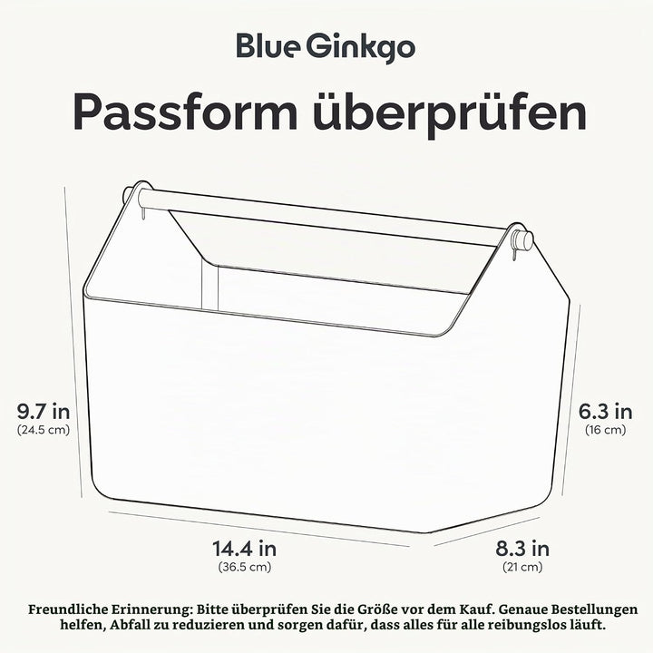 BLUE GINKGO Grosse Aufbewahrungskiste – Kunststoff-Caddy mit Holzgriff für Bad, Vorratsraum oder Rei