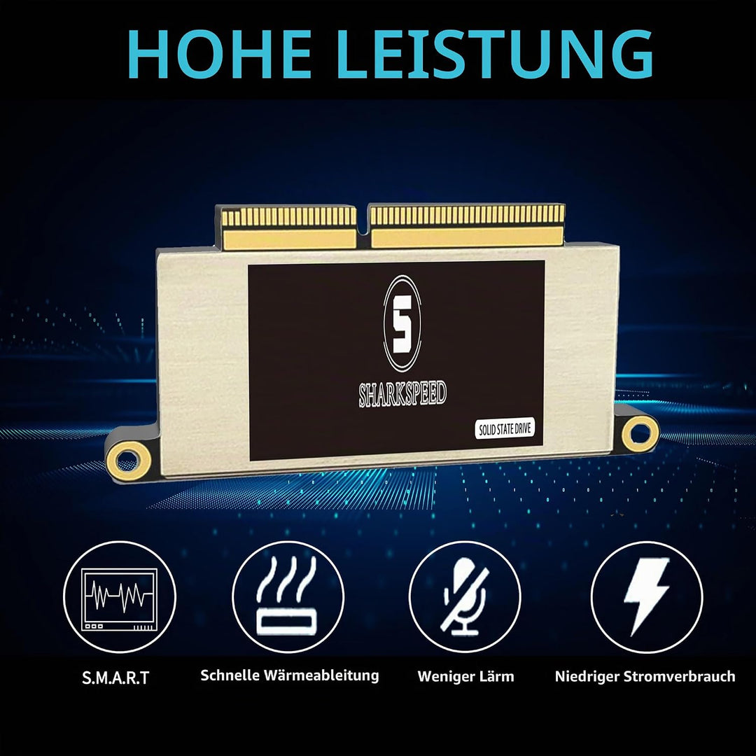 SHARKSPEED SSD 256GB NVMe für MacBook Pro A1708 M.2 PCIe Gen3.0x4 3D NAND Festplatte Intern Upgrade