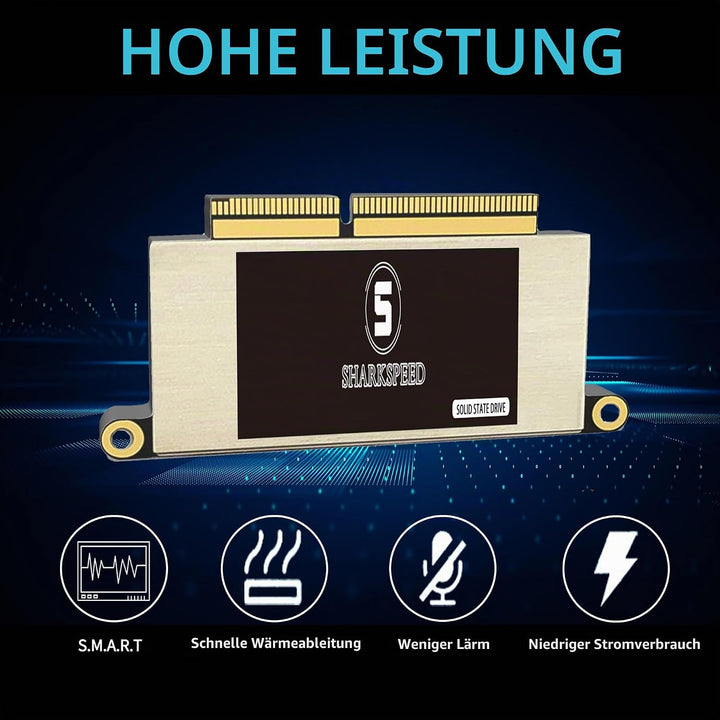 SHARKSPEED SSD 256GB NVMe für MacBook Pro A1708 M.2 PCIe Gen3.0x4 3D NAND Festplatte Intern Upgrade
