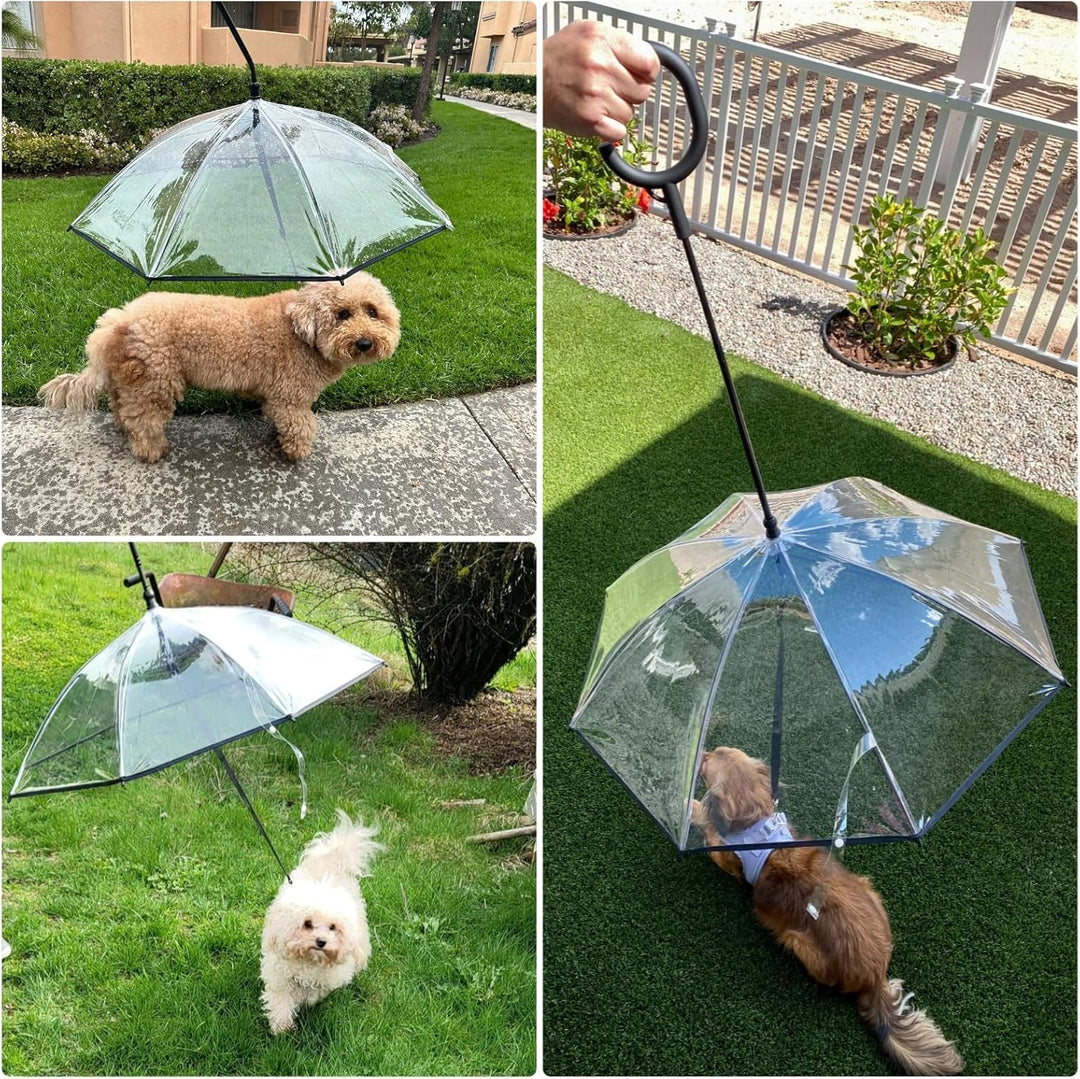 PETLESO Klarer Regenschirm mit Verstellbarem Griff für Welpen und Haustiere, mit Verstellbarer Schnu