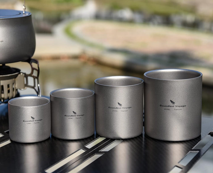 iBasingo Outdoor Camping Titan Becher 450ml Reisebecher Doppelwandige Isolierte Tasse Faltbare Kaffe