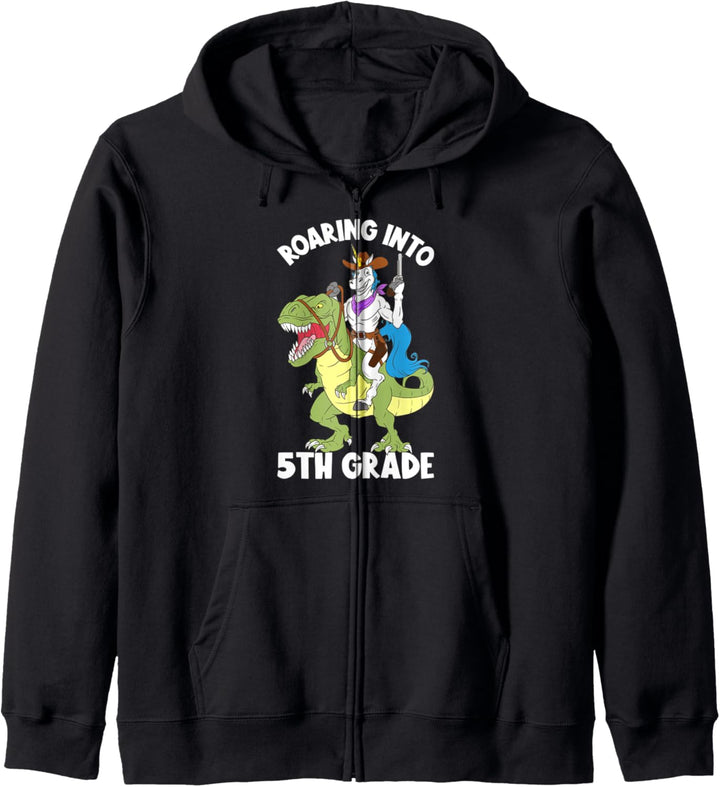 Roaring Into 5th Grade Einhorn T-Rex Dinosaurier Back To School Kapuzenjacke