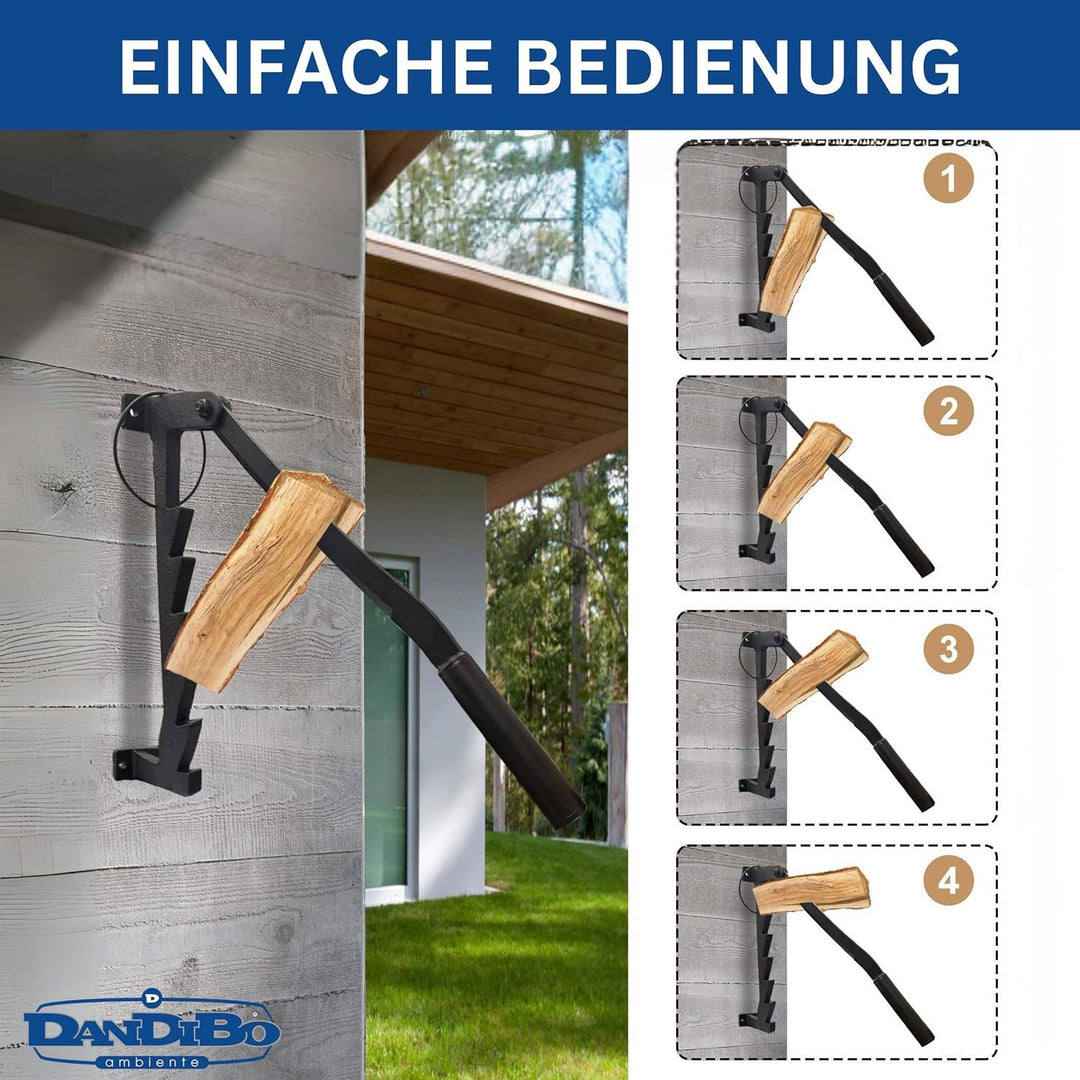 DanDiBo Holzspalter Manuell Wand 96646 Holz Spalten Anzündholz Spalter Wandmontage Brennholzspalter
