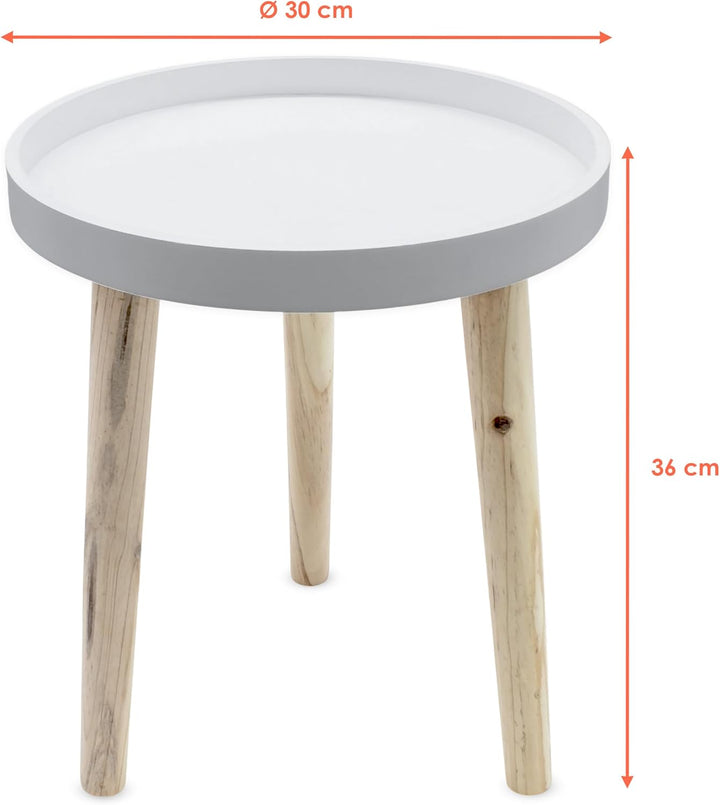 Deko Holz Tisch 36x30 cm - weiss - Kleiner Beistelltisch Couchtisch Sofatisch, Weiss