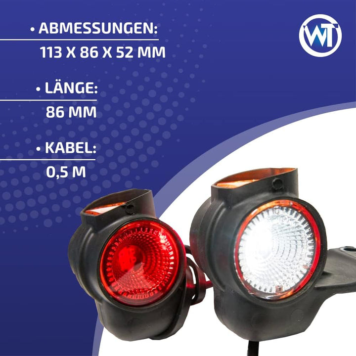 2 x LED Umrissleuchte Begrenzungsleuchte Hängend Positionsleuchte 12-24V, 3 Farben: weiss, rot, oran