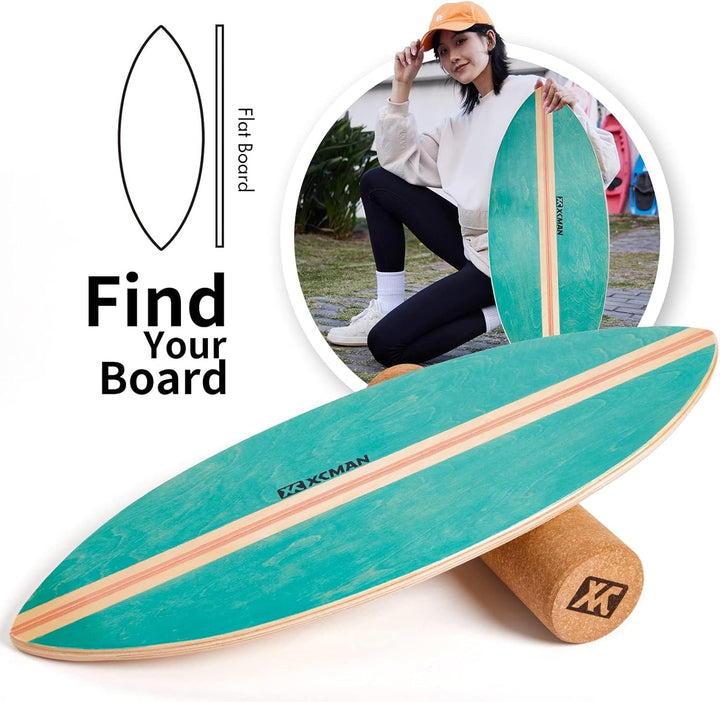 XCMAN Surf Balance Board Trainer Mit Rolle - Stabilitätstrainer Für Erwachsene Und Kinder, Zum Surfe