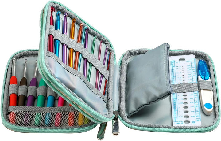 JOZEA 71 Häkelnadel Set Häkelnadeln Bunte Ergonomische Griffe Stricken Nadeln in Verschiedenen Gröss