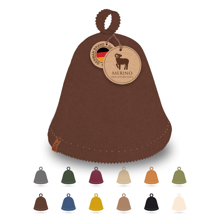 Saunamütze aus 100% Merinowolle – Nahtlos & formstabil – Schutz vor Überhitzung in der Sauna – 2 Grö