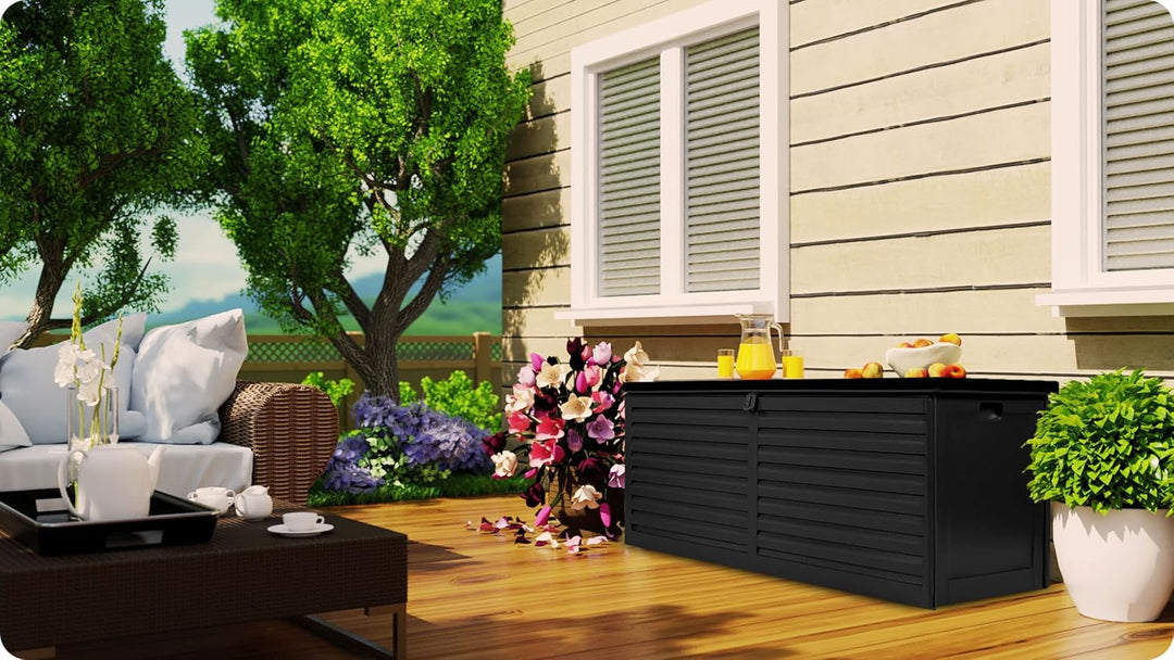 Plonos Garten-Box Solid Black verstärkte Kunststoffkonstruktion Aussen für Garten für Balkon und Ter