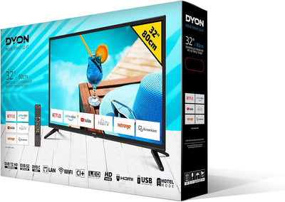 DYON Movie Smart 32 XT 80 cm (32 Zoll) Fernseher (HD Smart TV, HD Triple Tuner (DVB-C/-S2/-T2), Prim