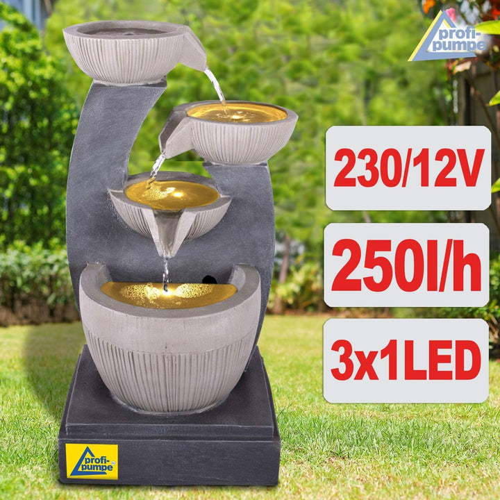 Gartenbrunnen Brunnen Zierbrunnen Zimmerbrunnen Springbrunnen Brunnen mit LED-Licht 230V Wasserfall