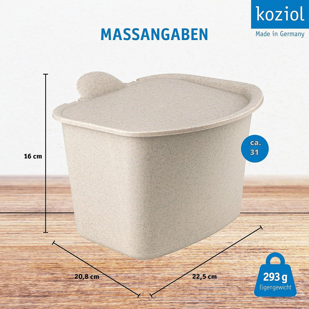 Koziol BIBO Biomülleimer 3 Liter mit Deckel | Küchenabfalleimer, Komposteimer | biozirkulärer Kunsts