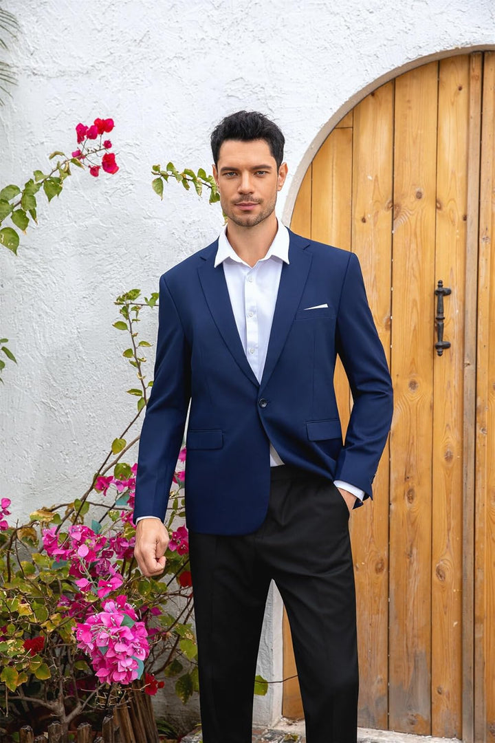 YOUTHUP Herren Sakko Slim Fit Anzugjacke für Business Hochzeit Eleganter 1 Knöpfen Blazer S Navy, S
