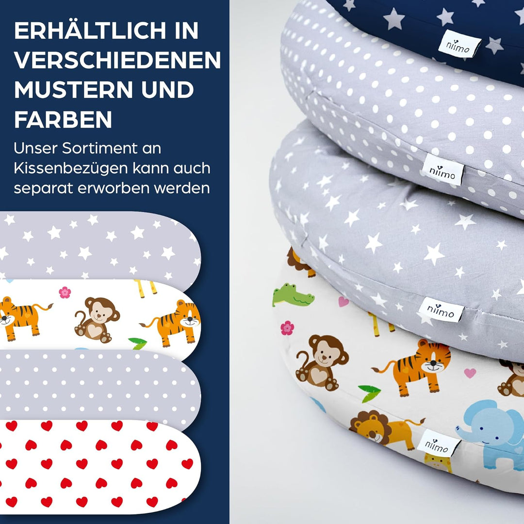 Niimo XXL Schwangerschaftskissen & Stillkissen - Seitenschläferkissen mit Bezug aus 100% Baumwolle,