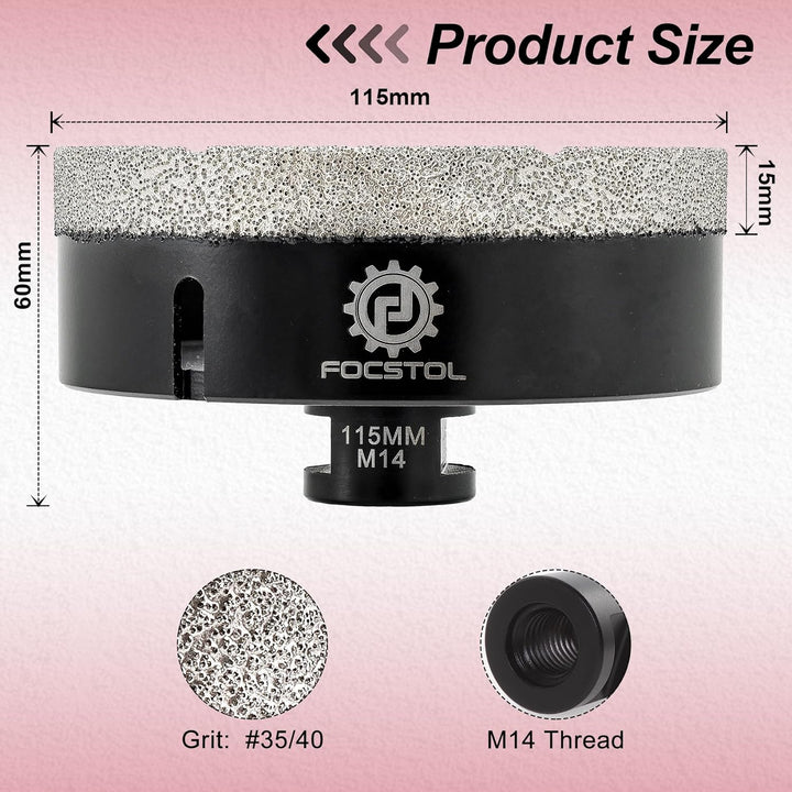 FOCSTOL Diamant Fliesenbohrer 115mm Vakuumgelötete Diamant Lochsäge für Porzellan Keramik Fliese Mar