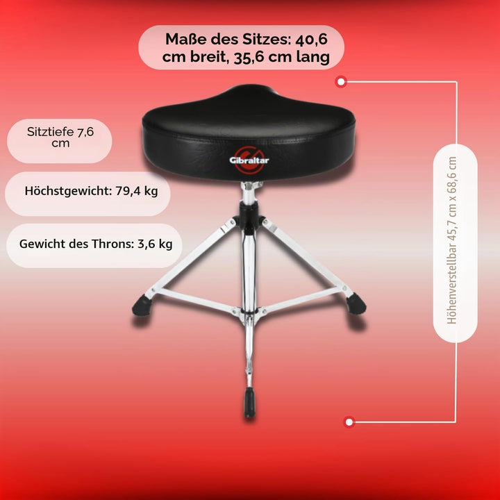 Gibraltar GI806604 Schlagzeughocker 6000 Serie 6608 Moto Seat Mehrfarbig Einzelbett, Mehrfarbig Einz