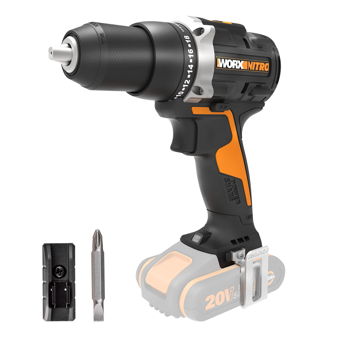WORX WX102.9 Akku Bohrschrauber 20V – Bürstenloser Akkuschrauber - 60Nm, 2-Gang-Getriebe und LED-Lic
