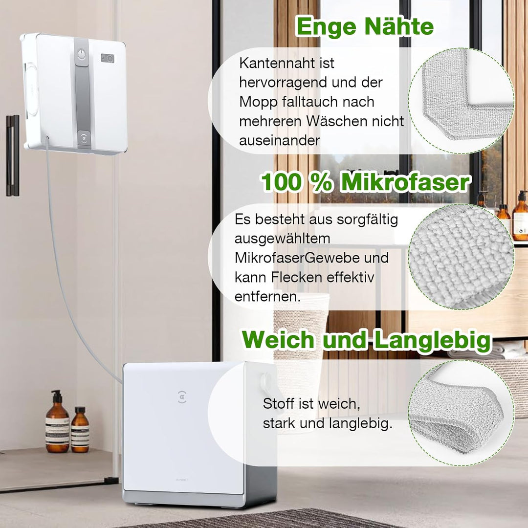 16 Stück Reinigungstuch für Ecovacs WINBOT MINI Familie Fensterputzroboter, Reinigungspad Ersatzteil